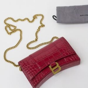 Bolsa Balenciaga Hourglass Wallet On Chain Croco Embossed
